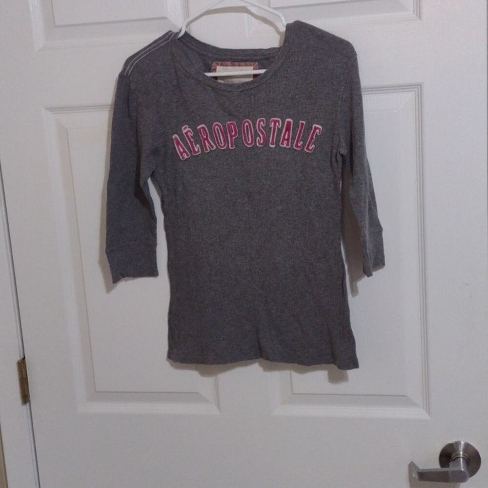 Aeropostale large juniors gray ribbes top